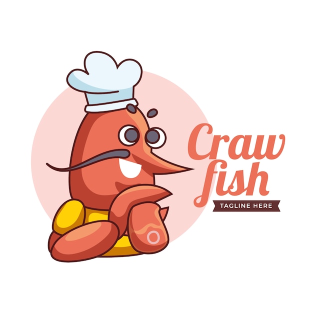 Flat design crawfish logo