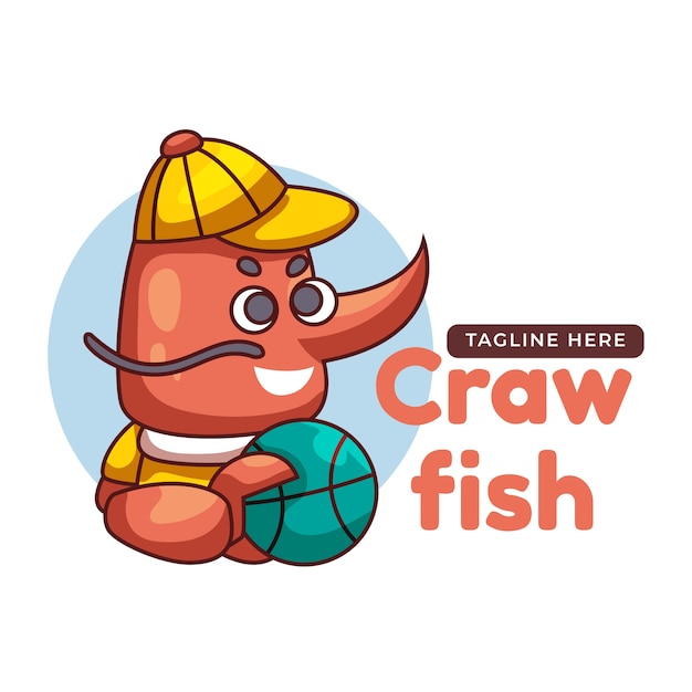 Flat design crawfish logo