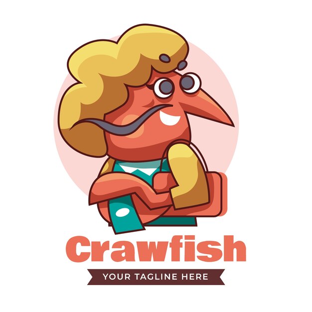 Flat design crawfish logo