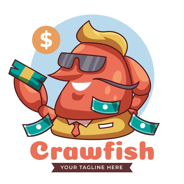 Free vector flat design crawfish logo