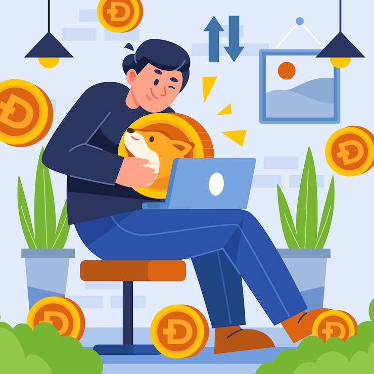Free Vector flat design creative dogecoin illustration