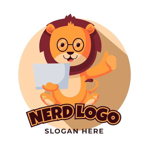 Vettore gratuito modello di logo nerd creativo design piatto