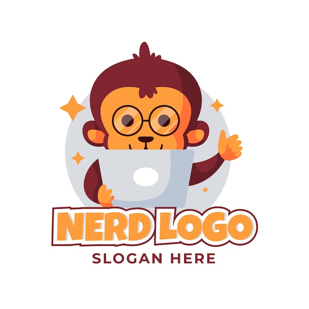 Vettore gratuito modello di logo nerd creativo design piatto