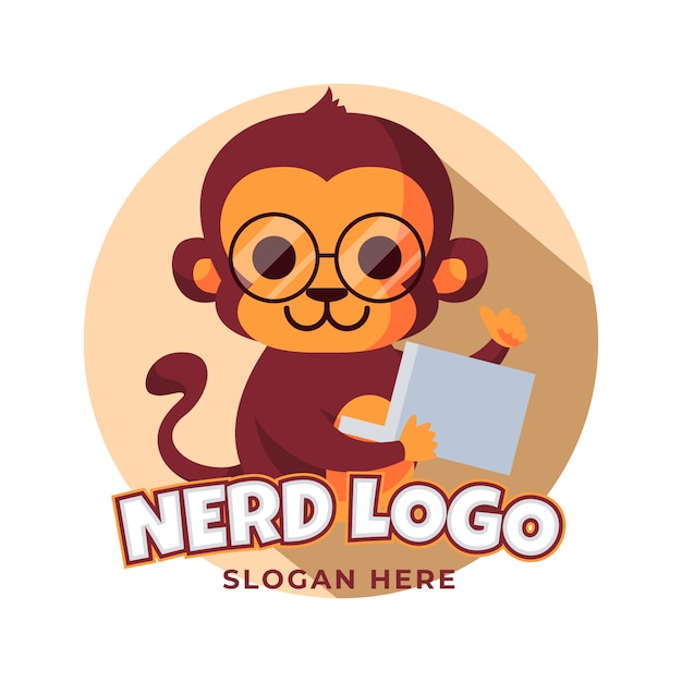 Vettore gratuito modello di logo nerd creativo design piatto
