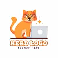 Vettore gratuito modello di logo nerd creativo design piatto