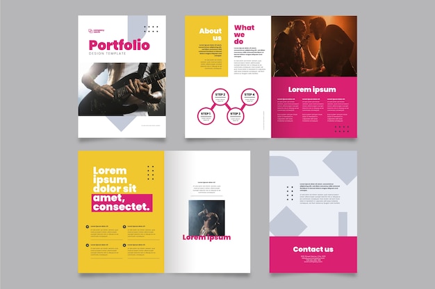 Vettore gratuito modelli di portfolio creativi dal design piatto