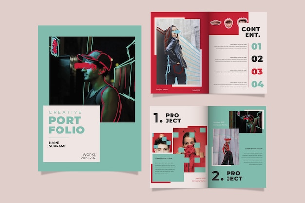 Vettore gratuito modelli di portfolio creativi dal design piatto