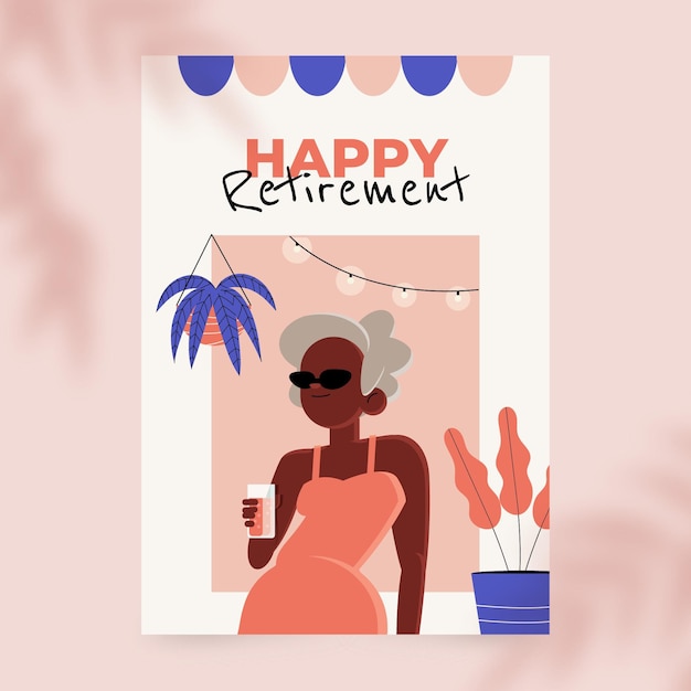 Free vector flat design creative retirement greeting card