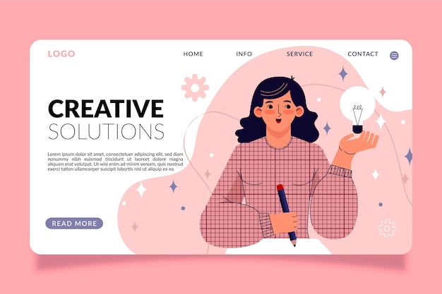 Flat design creative solutions landing page