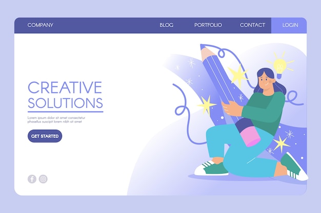 Flat design creative solutions web template