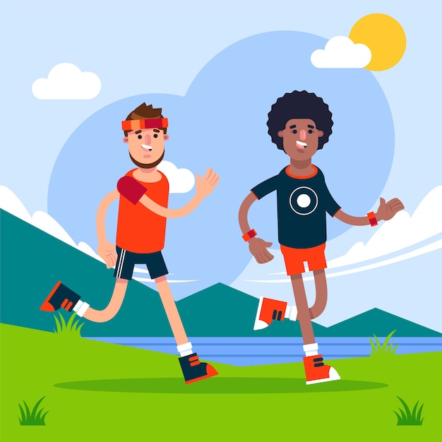 Flat design cross country illustration