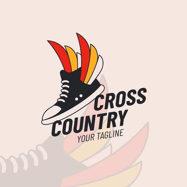 Vettore gratuito design piatto logo cross country