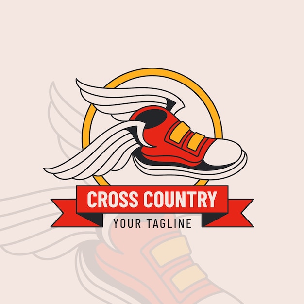 Vettore gratuito design piatto logo cross country