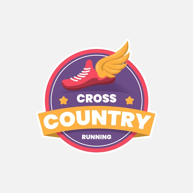 Vettore gratuito logo cross country design piatto