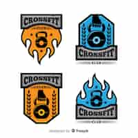 Free vector flat design crossfit logo collection