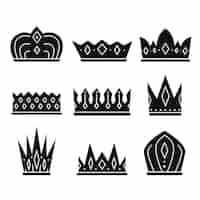 Free vector flat design crown silhouette set