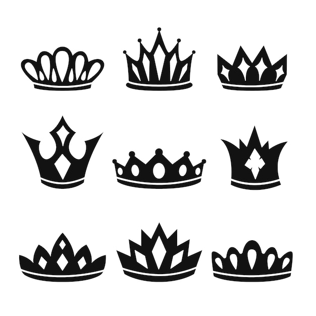 Flat design crown silhouette set