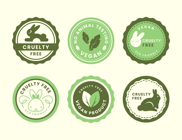 Vettore gratuito collezione di badge cruelty free design piatto