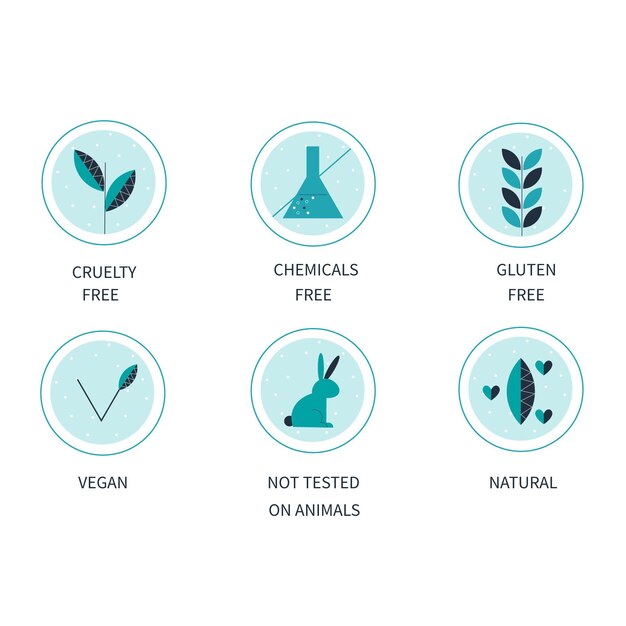 Free Vector flat design cruelty free badge pack