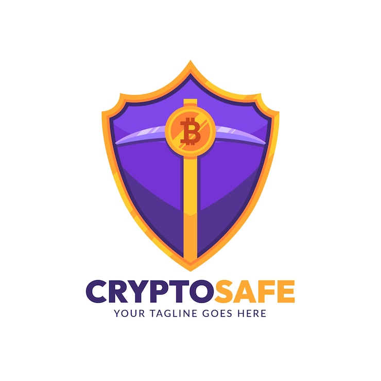 Free Vector flat design crypto mining logo template
