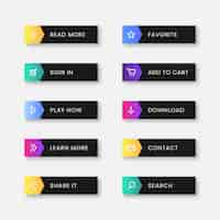 Free vector flat design cta button collection