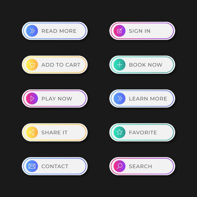 Flat design cta button collection