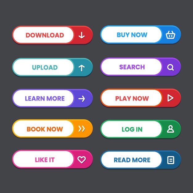 평면 디자인 cta 버튼 컬렉션