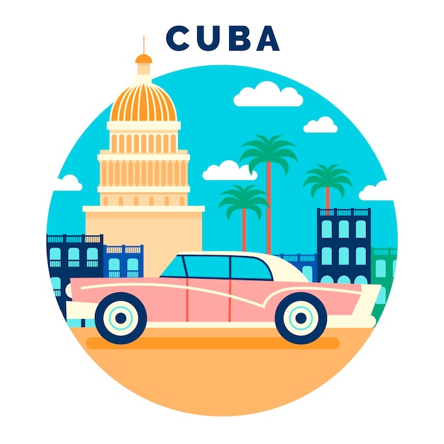 Free vector flat design cuba illustration design