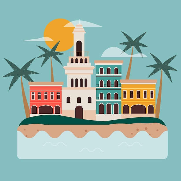 Flat design cuba illustration