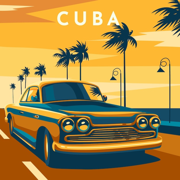 Flat design cuba illustration