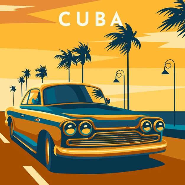 Куба плоский дизайн иллюстрации