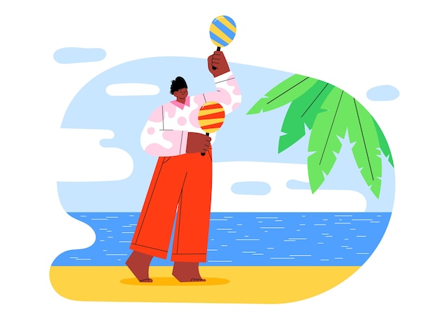 Плоский дизайн кубинского пляжа иллюстрации