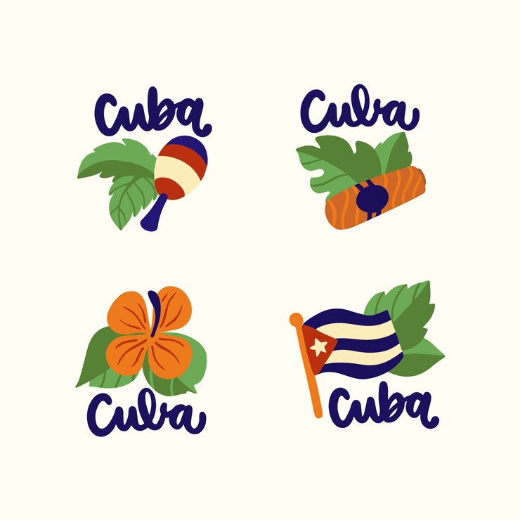 Free Vector flat design cuban logos design