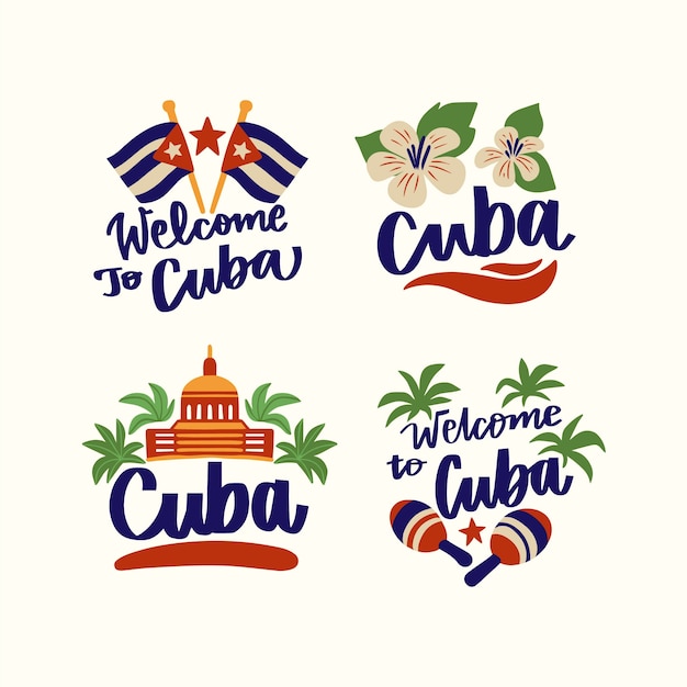 Free vector flat design cuban logos design