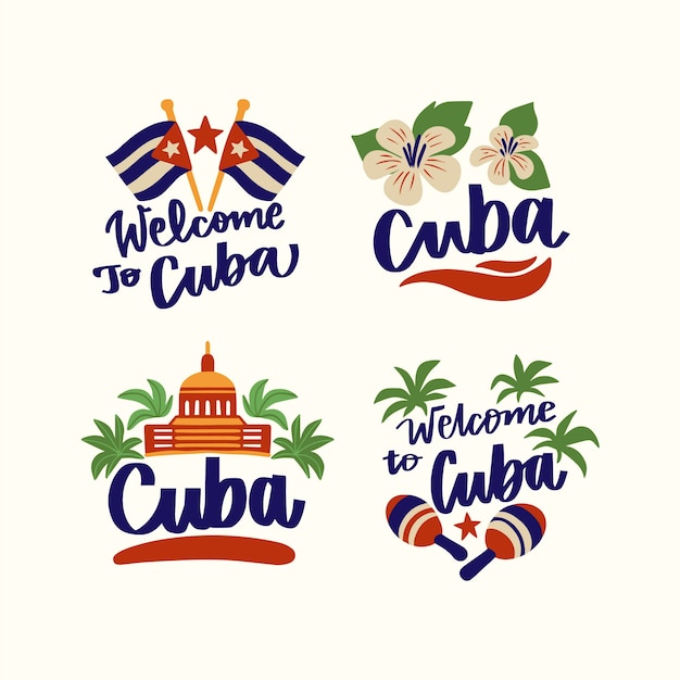Плоский дизайн кубинских логотипов
