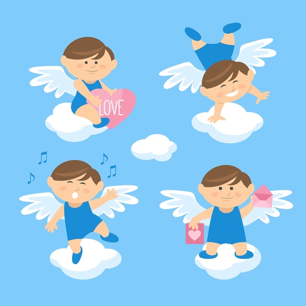 Free vector flat design cupid character collection