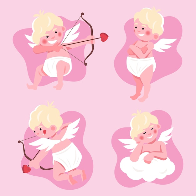 Free vector flat design cupid character collection