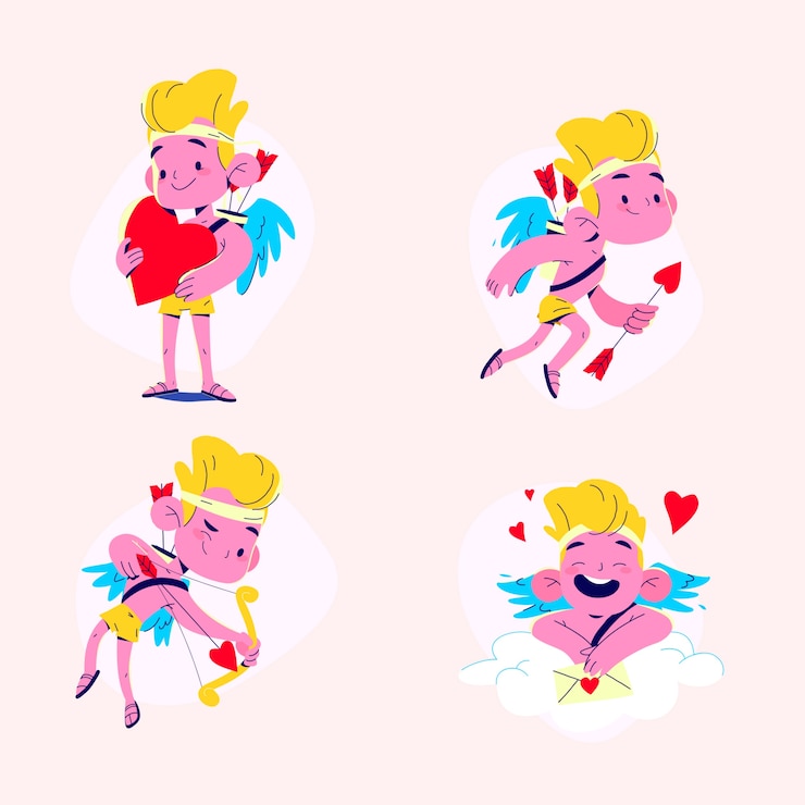 Free Vector flat design cupid character collection