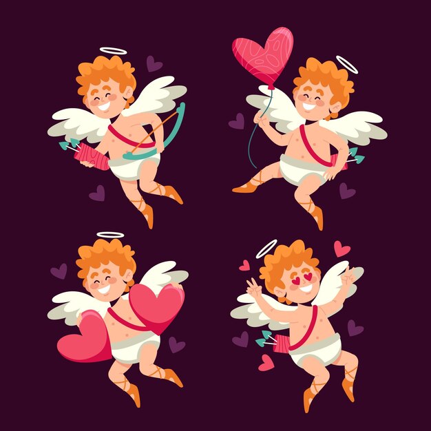 Flat design cupid character set