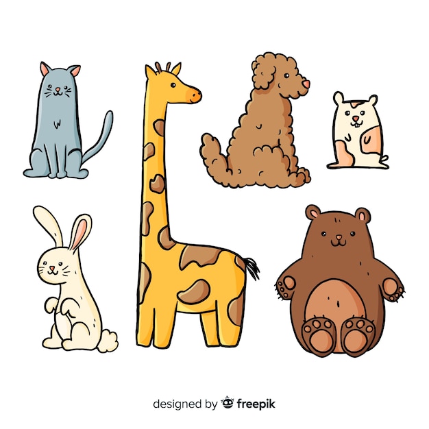 Free vector flat design cute animals collection