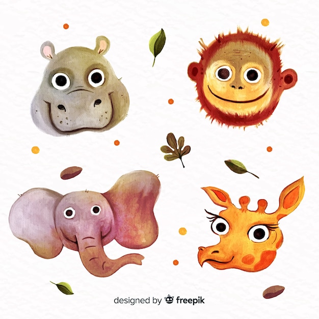 Vettore gratuito set di simpatici animali design piatto