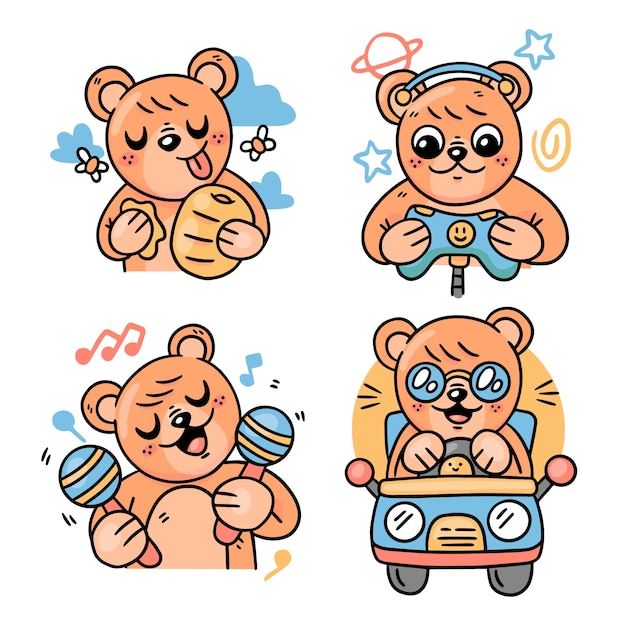 Flat design cute animals stickers