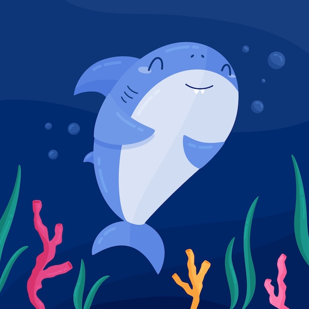 Free vector flat design cute baby shark