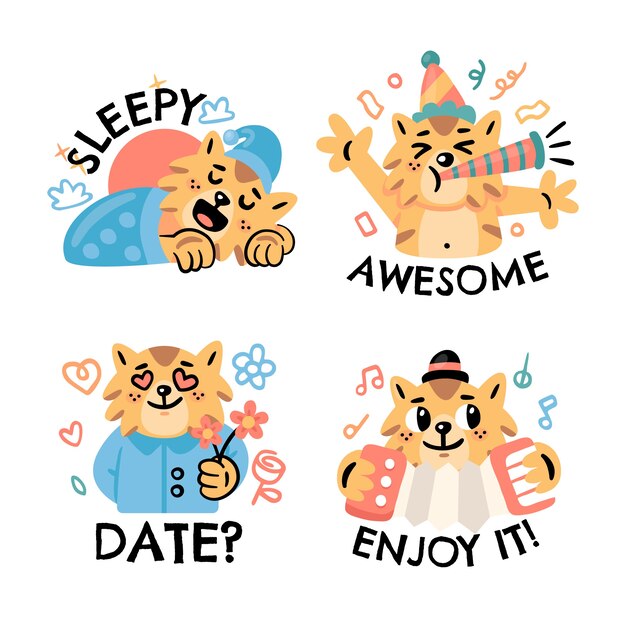 Free vector flat design of cute creature stickers