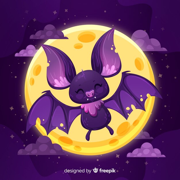 귀여운 할로윈 박쥐의 평면 디자인