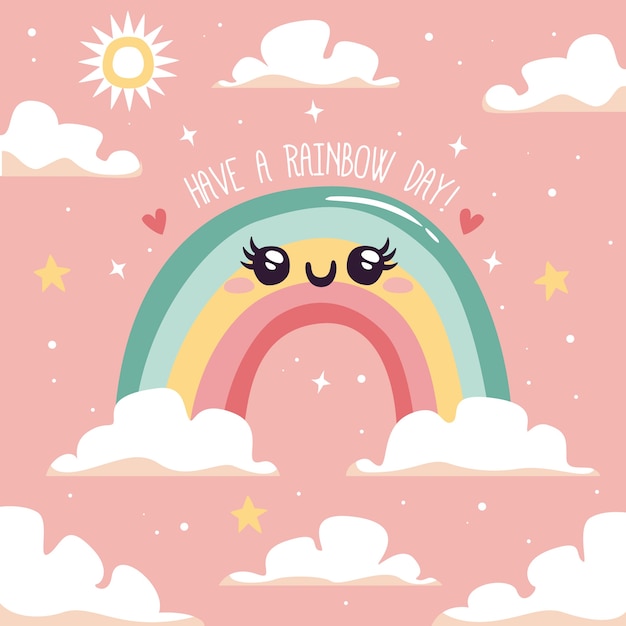 Free vector flat design cute rainbow