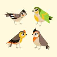 Free vector flat design cute robin set