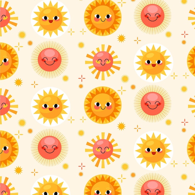 Free vector flat design cute sun pattern