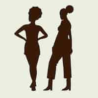 Free vector flat design cute women couple silhouette