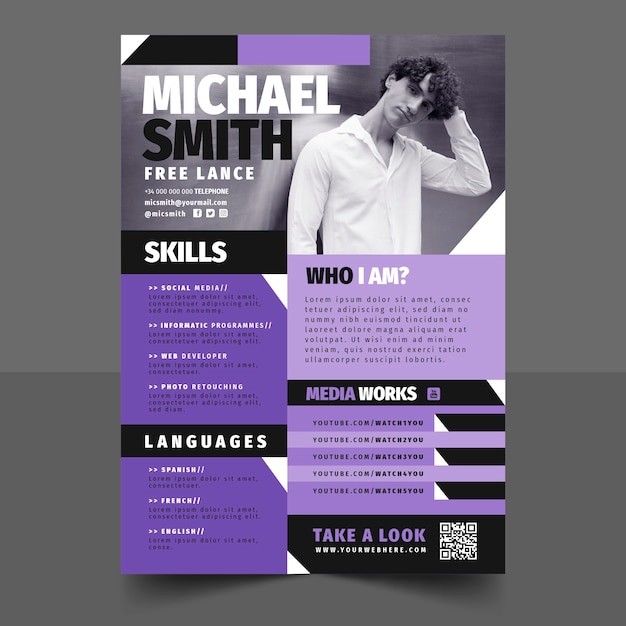 Flat design cv template design